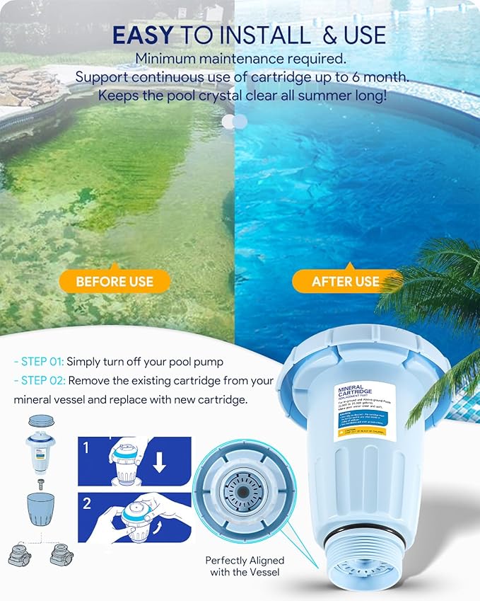 W28175 Replacement for Nature2 Express Mineral Cartridge for Pool System, for In-Ground & Above-Ground Pools up to 30,000 Gallons, W20171, W20080, W26775
