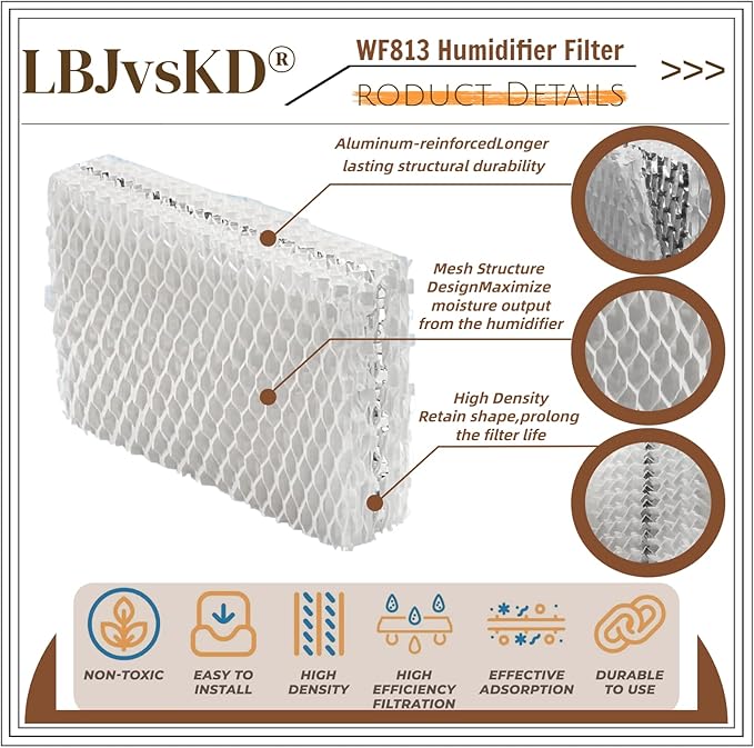 Replaces for Equate Humidifier Filters Replacement WF813-6pk, Cool Mist Humidifiers Wick Filters, Fits Relion RCM832/RCM-832N, Procare PCWF813, Protec, Equate EQ-2119-UL/EQWF813