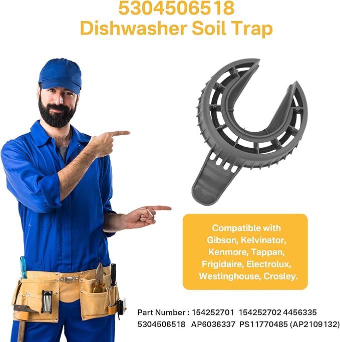 Showingo Dishwasher Drain Filter 5304506518 154252701 Compatible for Frigidaire Dishwasher,Dishwasher Soil Trap Replaces 154252702 AP2109132 AP6036337 4456335 PS11770485 419238 AH420500 EA420500