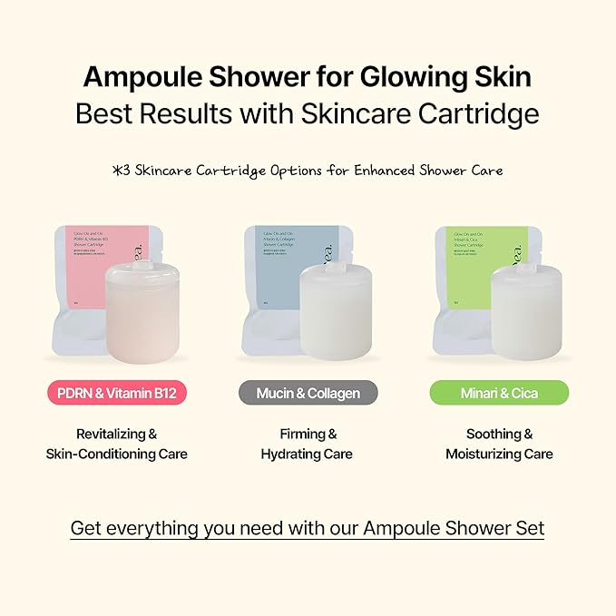 Glow On and On Mucin & Collagen Shower Cartridge – Vitamin C Filter Refill for Smooth, Hydrated Skin – Fragrance-Free, Easy to Replace, Stocking Stuffer Skincare Gift
