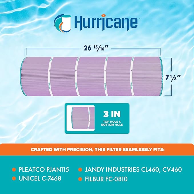 Hurricane Filters 4 Pack HF7468-04P Platinum Purple Pool Filter Cartridge - Replacement for PJAN115, Unicel C-7468, Filbur FC-0810, Jandy Industries CL460, CV460 - USA Pool Filters