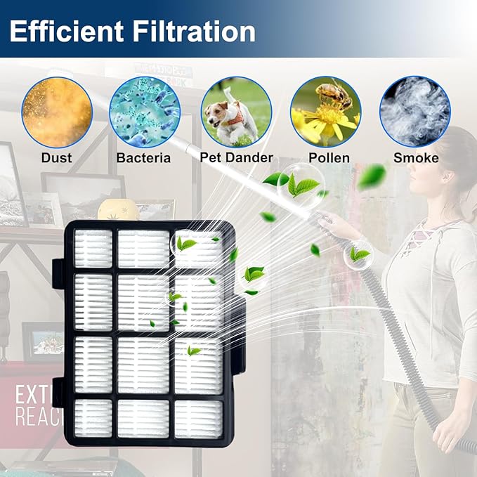 4-Pack HEPA Replacement Filters for Eureka NEN180/NEN186BL Bagless Canister Vacuum Cleaners – Includes 2 Dust Cup Filters + 2 HEPA Filters