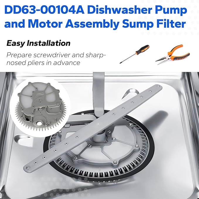 DD63-00104A Dishwasher Pump Filter Mesh Body Compatible With Dishwasher Parts, Dishwasher Mesh Fine Filter, Gray Flated Version