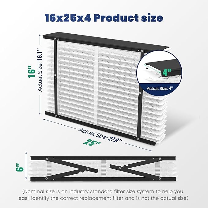 2-Pack 413 Replacement Filter Compatible with AprilAire Whole House Air Purifiers, Models 1410, 1610, 2410, 2416, 3410, 4400, MERV 13 Air Purifiers, Size: 16x25x4(Actual Size 16.1''x27.8"x4)