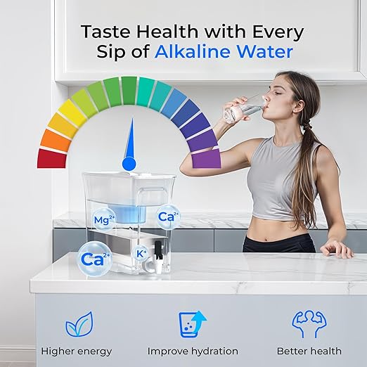 Waterdrop WFD-40W-L-A Water Filter Dispenser, Alkaline Filtration Water Purifier, 35-Cup Large Capacity, 100-Gallon Long-Life, Reduces Chlorine, PFOA/PFOS and More, BPA Free, White