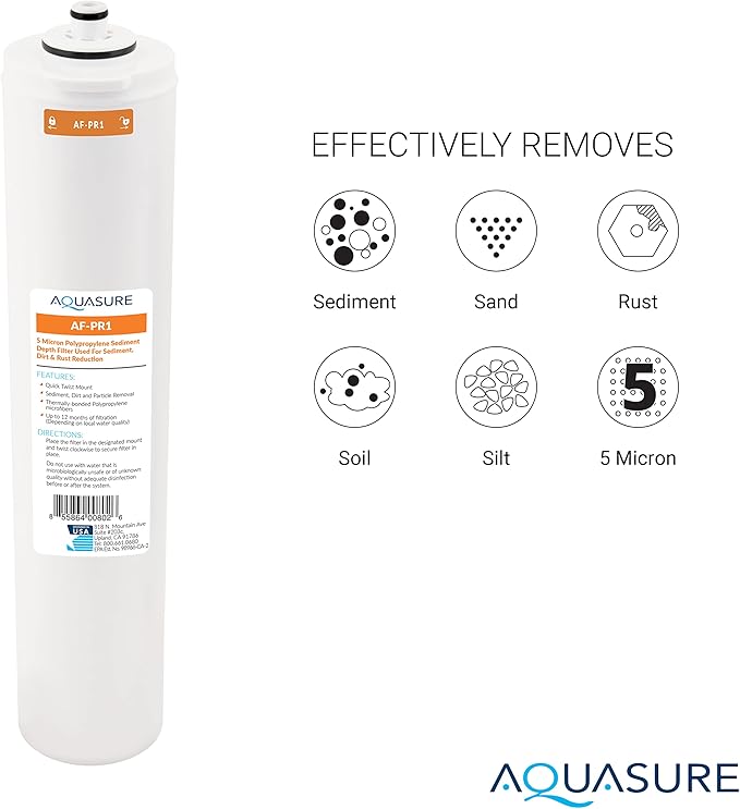Aquasure Premier Series Complete 4-Stage Quick Twist Filter Replacement Cartridge Bundle Set AF-CP75 | Compatible with AS-PR75 4-Stage Under Sink Reverse Osmosis RO Water Filtration System