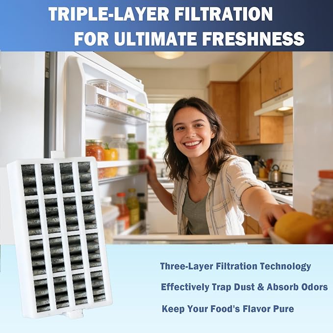 4 Pcs Refrigerator Air Filter Replacement for KitchenAid KRMF706ESS00, KRMF606ESS01, KRMF706EBS00, KRMF706EBS01, KRMF706EBS04, KRMF706ESS01, KRMF706ESS02, KRMF706ESS04, KFIS29BBBL00, KFIS29BBBL01