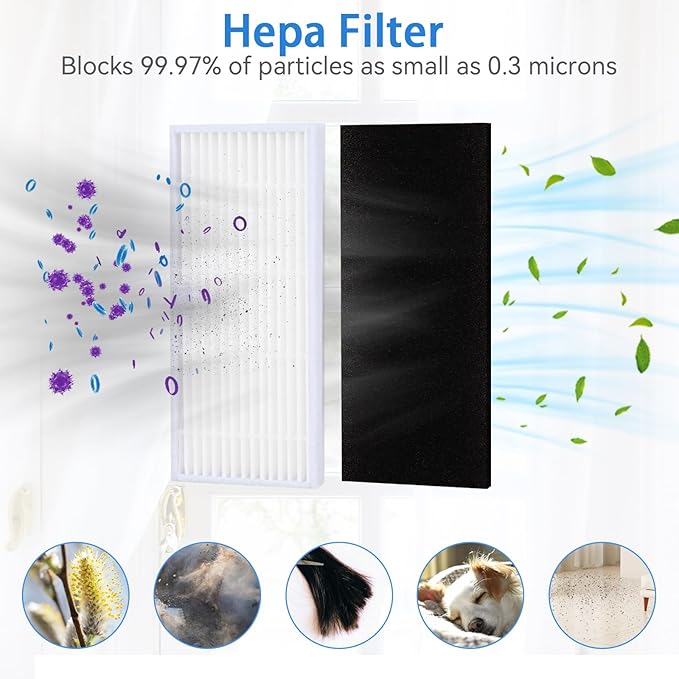 Replacement Parts for Tikom L9000,L8000,Lubluelu SL60D,HONITURE Q6 SE,Laresar L6 Nex Robotic Vacuum Cleaner - Spare Accessories - 1 Main Roller 8 Side Brushes 4 HEPA Filters 4 Mop Pads and 1 Brush