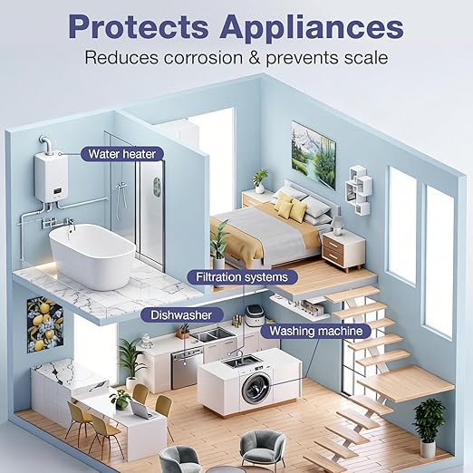 SimPure Whole House Water Filter System, 2 Stages Clear Home Water Pre-Filtration with Carbon and KDF Filters, Reduce Iron, Chlorine, Manganese, Heavy Metals, 1" NPT Brass Port(DB10C-2KDF)