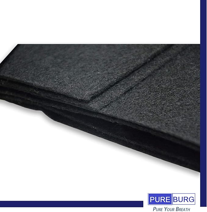 PUREBURG 16"x48" Cut-to-Fit Carbon Filter Sheet - Universal Charcoal Air Filter Roll for Range Hoods, Furnace, Air Purifiers, Dehumidifiers - High-Efficiency Household Odor & VOC Eliminator, Pack of 1
