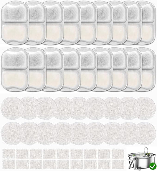 12 Sets Pet Water Fountain Filter Replacement Compatible with Oneisall PWF-002 7L/230oz Dog Water Fountain, Dog Water Bowl Filters with Pre-Filters and Pump Sponges
