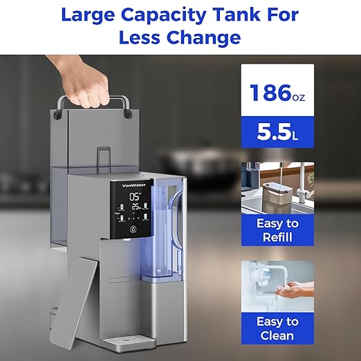 CT910G Countertop Reverse Osmosis Water Filter System, 7-Stage RO Water Filtration System, 528 Gallons Water Dispenser, 3:1 Pure to Drain, NSF 372,42,58, Reduce TDS PFAS, No Installation