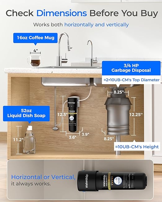 Waterdrop 10UB-CM Under Sink Water Filter System for 99% Chloramine Reduce, Ideal for California, Florida and Washington, NSF/ANSI 42 Certified (Include: System+Faucet)