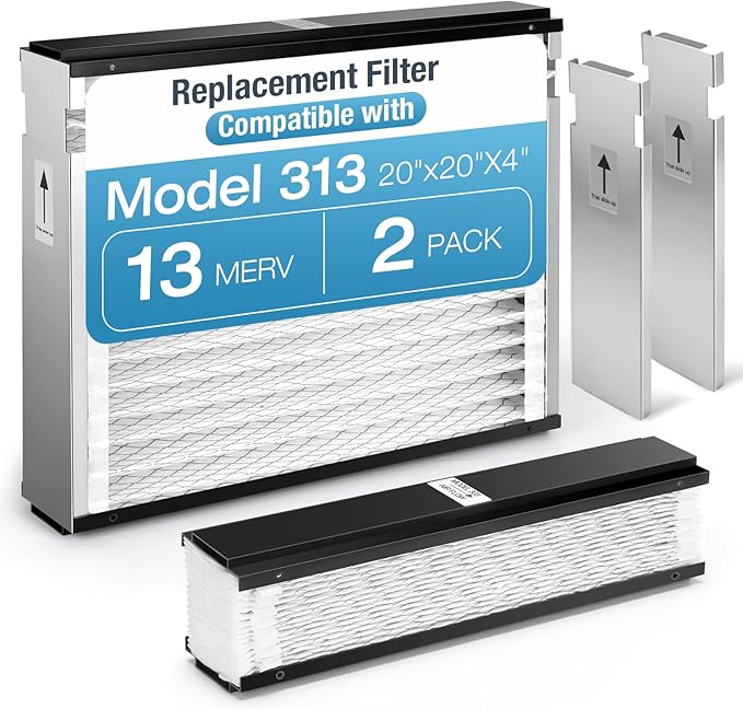 2 Pack 313 Replacement Air Filter, 20 x20 x4 Inches, MERV 13 Furnace, Compatible with AprilAire 1310, 2310, 3310, 4300 Whole House Air Purifier