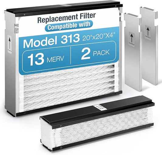 2 Pack 313 Replacement Air Filter, 20 x20 x4 Inches, MERV 13 Furnace, Compatible with AprilAire 1310, 2310, 3310, 4300 Whole House Air Purifier