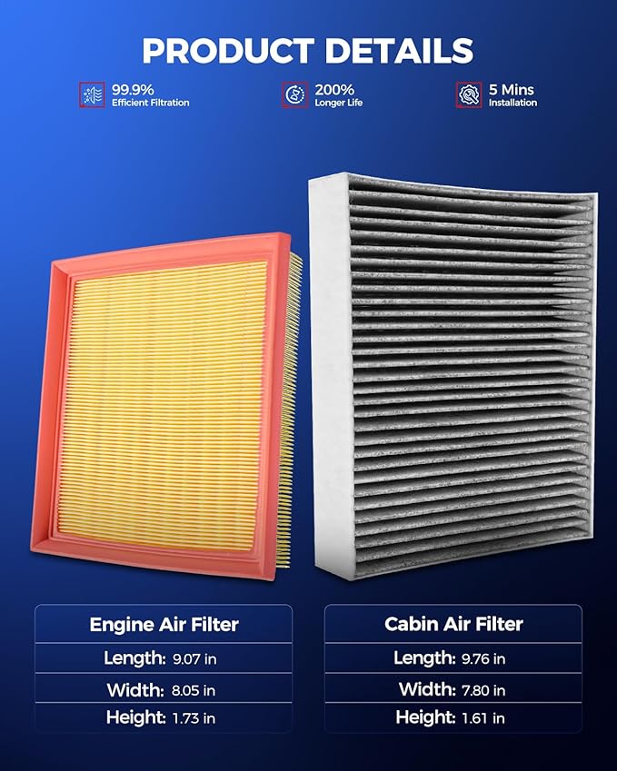 KAX Engine & Cabin Air Filter Kit, Replacement for BMW 328i xDrive/GT xDrive, 320i/320i xDrive, 428i/428i xDrive/Gran Coupe, 328d xDrive, Replace# CA11305 CF11472
