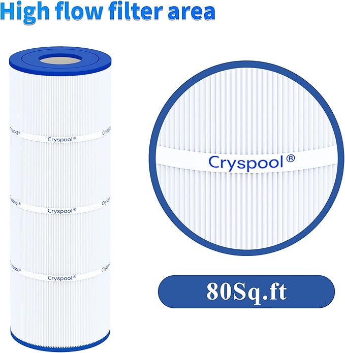 Cryspool® 07069 Filter Compatible with Clean & Clear Plus 320, CCP320, PCC80-PAK4, R173573, 817-0081, C-7470, FC-1976, 4×80 Sq. Ft Pool Filter Cartridge, 4 Pack
