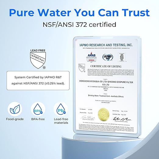 Waterdrop UA-5Y 5-Year Under Sink Water Filter System, Ultra Long Life, Reduces Lead, Chlorine, Bad Taste & Odor, Water Filter for Sink Faucet Connects Directly to Your Faucet