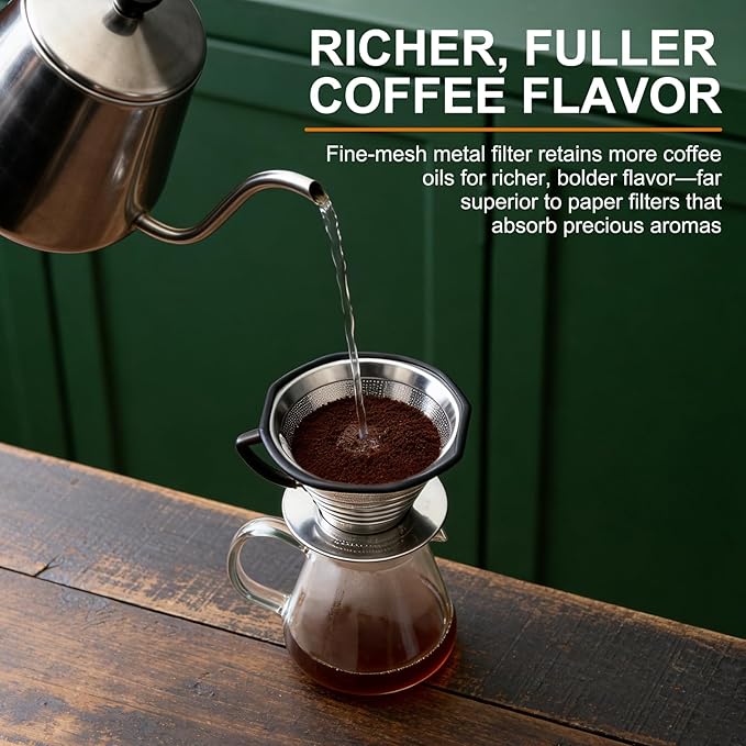 Coffee Filter for Kalita Wave 185 & OXO 8 Cup Coffee Makers, Reusable Stainless Steel Metal Filter, Sustainable Brewing Without Paper Filters