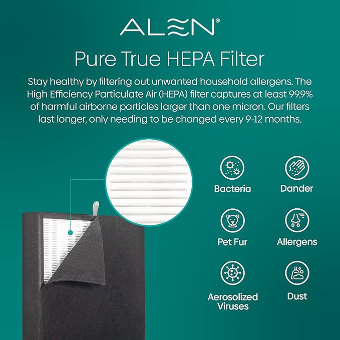 Alen Classic Replacement Air Filter for BreatheSmart Classic — True HEPA Filter to Remove Dust, Pollen and Small Particles — Air Cleaner for Allergy and Asthma Suffers — 1 Filter