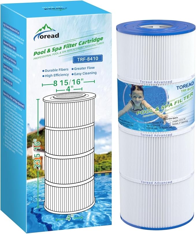 TOREAD CS100 Pool Filter Replaces Jandy CS100, R0462200, PJANCS100, Ultral-B2, Porpoise PP-B2, Unicel C-8410, Filbur FC-0821,SD-01070, AK-70041,100 Sq. Ft Pool Filter Cartridge 1 Pack