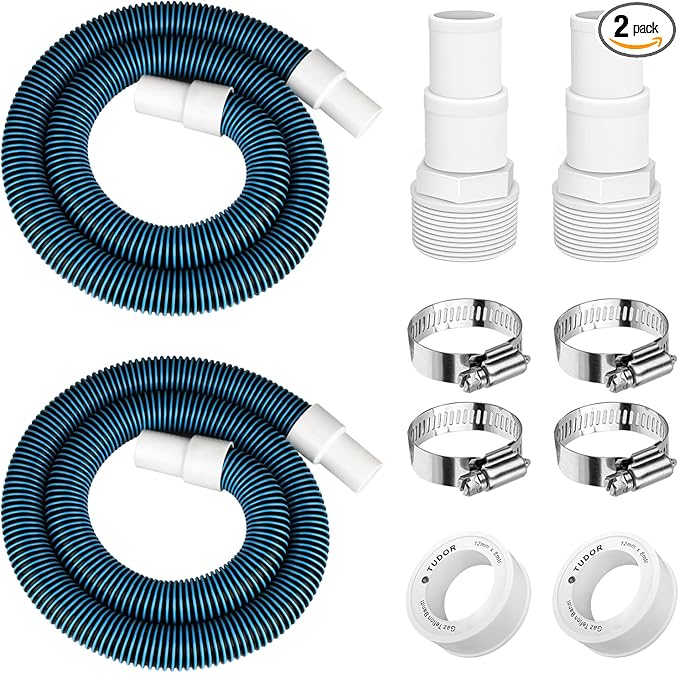 1 1/2" Swimming Pool Filter Hose Replacement Kit, 1.5" Above Ground Pool Filter Hose Suitable for Filter,Pump,Vacuum and Skimmer(6 Feet,2 Pack)