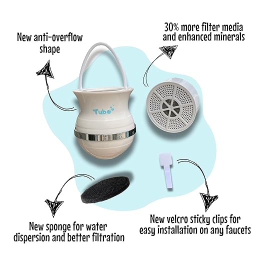 Tubo Bath Filter 2.0-8 Stage Bath Filter for Tub Faucet, Bathtub Water Filter Removes 99% Chlorine & Contaminants, BPA-Free Water Filter for Bathtub, Healthy Skin & Hair, Bath Filter for Baby