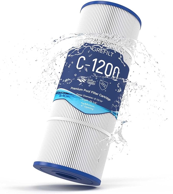 C1200 Pool Filter Cartridge - High Flow 120 sq.ft, Compatible with Hayward C1200/CX1200RE & Pleatco PA120 | OEM Fit (Fits Unicel C-8412, Filbur FC-1293) | 23.25"x8.94" OD
