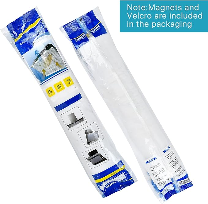 2 Rolls Range Hood Filters, Nonwoven Fabric Range Hood replacement filter with Magnetic block and Oil Proof Sticker, Anti Oil Filter Membrane for Kitchen（10m, White)