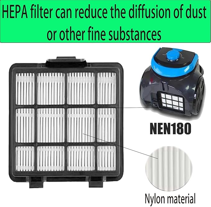 6 Pack HEPA Filters Replacement Set Compatible with Eureka NEN180 NEN186BL Bagless Canister Vacuum Cleaner