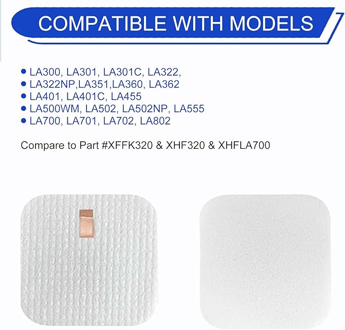 LA502 Filter Replacement for Shark LA300 LA301 LA322 LA500 LA401 LA500WM LA455 LA555 LA702 LA360 LA362 LA351 Rotator Navigator Lift-Away Upright Vacuum, Part XHF320 XFFK320, 4 PC Foam Felt Filters