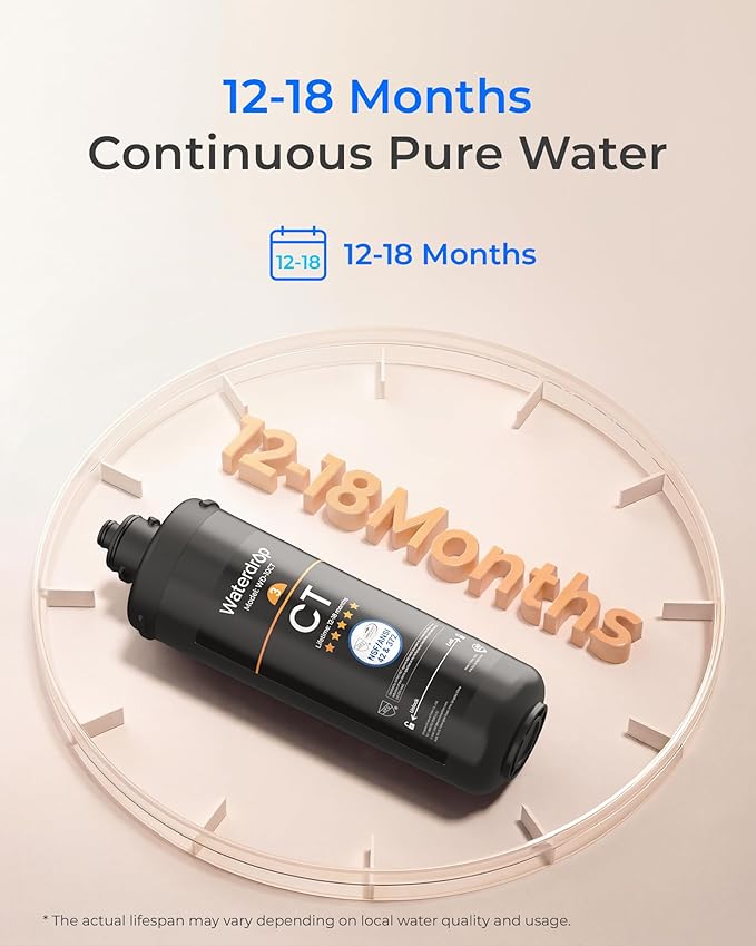 Waterdrop WD-10CT Water Filter Replacement for Waterdrop TSA & TSB 3-stage Under Sink Water Filter System, 12-18 months Under Sink Water Filtration System, 1 Pack