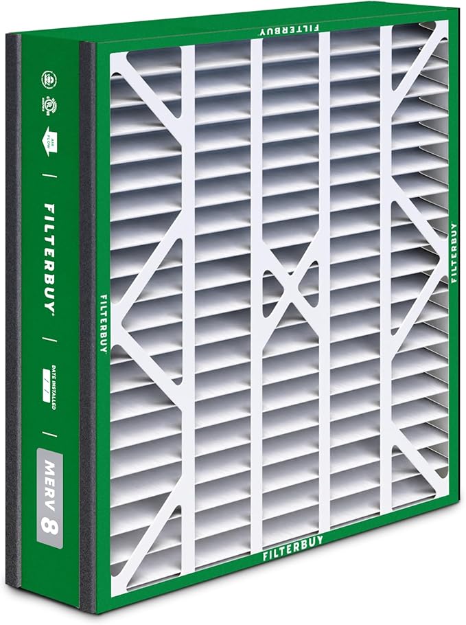 Filterbuy 20x25x5 Air Filter MERV 8 Essential Dust & Allergy Defense (2-Pack), Pleated HVAC AC Furnace Filters for Trion Air Bear, Generalaire, Skuttle, and More (Actual Size: 19.63 x 24.13 x 4.88)