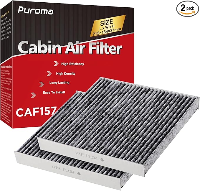 Puroma 2 Pack Cabin Air Filter with Activated Carbon, Replacement for CP157, CF12157, Select Lexus, Mazda, Subaru and Toyota Avalon, Camry, Corolla, Highlander, Prius, RAV4, Sienna, Venza