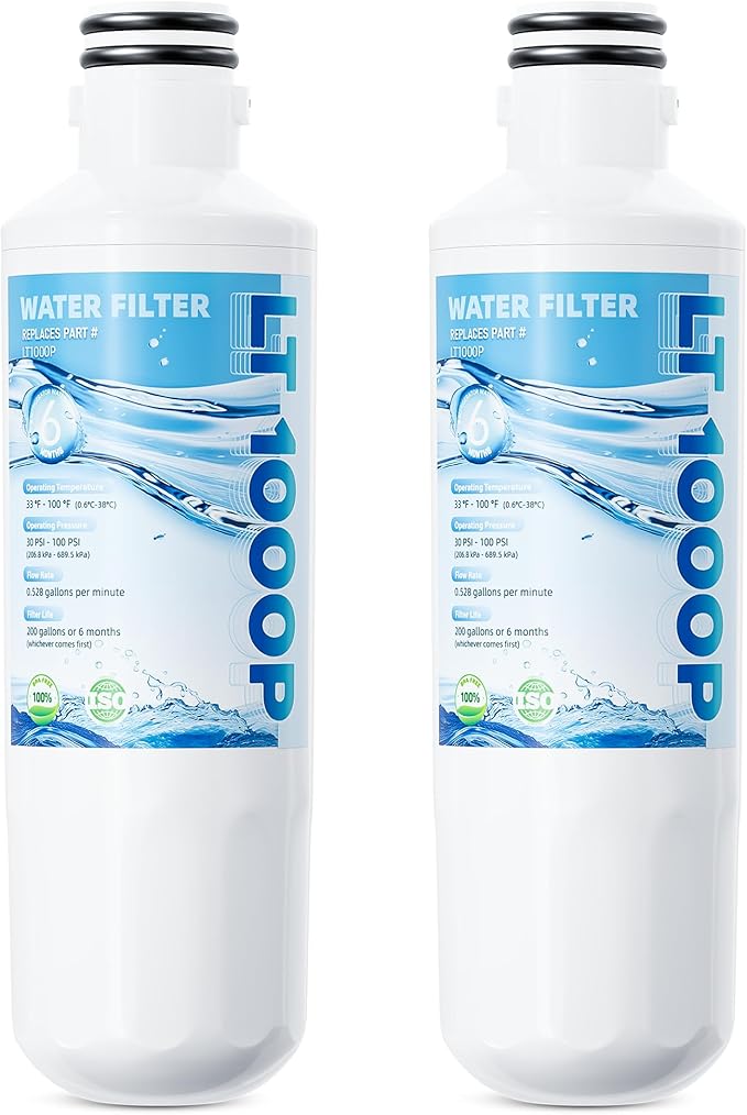 AGF80300704 LMWC23626S Water Filter Replacement for LG LT1000P - 6 Month LT1000P/PC/PCS ThinQ Water Filter, ADQ747935 LRFLC2706S LMXS28626S LRFS28XBS LFXC22526S LRMXS2806S LMWS27626S 2 Combo