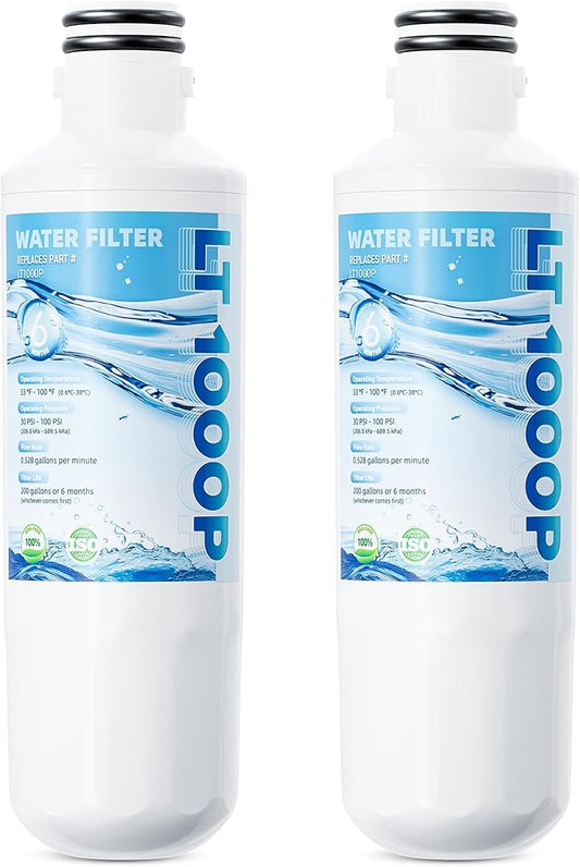 AGF80300704 LMWC23626S Water Filter Replacement for LG LT1000P - 6 Month LT1000P/PC/PCS ThinQ Water Filter, ADQ747935 LRFLC2706S LMXS28626S LRFS28XBS LFXC22526S LRMXS2806S LMWS27626S 2 Combo