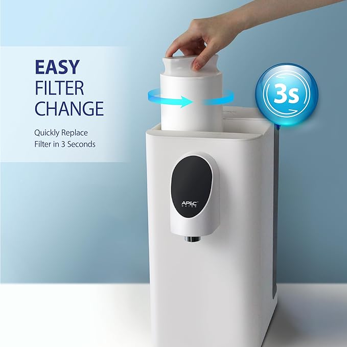 APEC WATER ROCT-Plus Countertop Reverse Osmosis System, Efficient RO Filter 3:1 Pure to Drain, Instant Hot Water ± 2° for Tea, UV Water Filtration