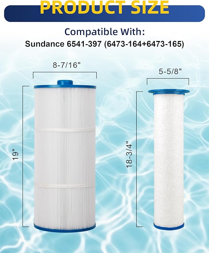 ZOTEE Pool Spa Filter Replaces Sundance Microclean Ultra Set 6541-397 Outer Filter # 6473-165 and Inner Filter 6473-164, Series 880, Hot Springs Spa Filters, 1 Set