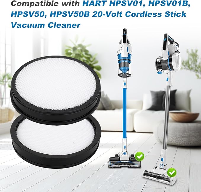 4 Pack HEPA Filter Replacement Compatible with HART HPSV01, HPSV01B, HPSV50, HPSV50B 20-Volt Cordless Stick Vacuum Cleaner