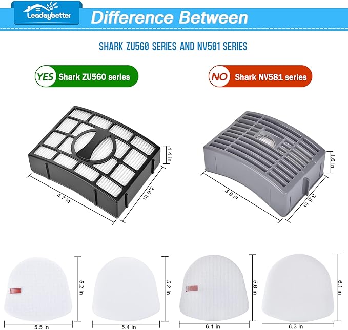 Vacuum Filter Replacement for Shark Navigator Zero-M Lift-Away Speed Upright ZU560 ZU561 ZU562 ZU572 UV650 UV725 ZU660 CU530 ZD400 ZD402 ZD201, 2 Post Filters + 4 Foam & Felt Filters