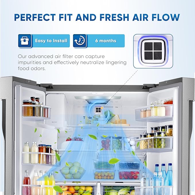 PUREPLUS LT120F Refrigerator Air Filter Replacement for LG LT120F, Kenmore Elite 469918, 9918, ADQ73214402, ADQ73214403, ADQ73214404, ADQ73334008, 3PACK, Dimensions 3.23" X 3.23"