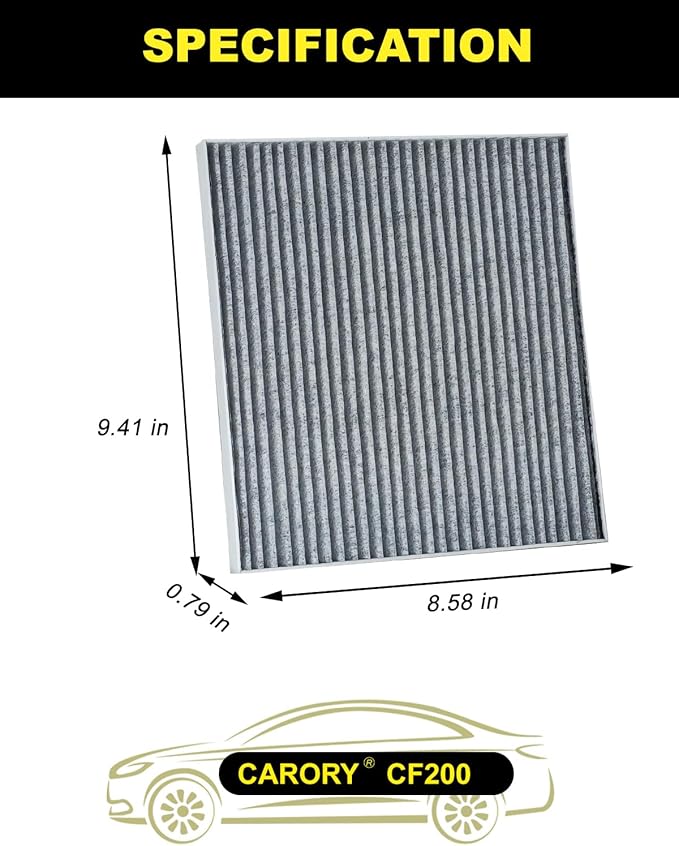 CARORY Cabin Air Filter w/Activated Carbon for Jeep Cherokee 2.4L / 3.2L (2014-2020), Not Fit Grand Cherokee, Chrysler 200 (2015-2017), OE# 68223044A, 68223044AA, CF12000, XC10305