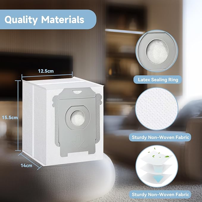 WAIKAS 12 Pack Vacuum Bags for iRobot Roomba i7+, i7 Plus, i3, i3+, i4, i4+, i5, i5+, i8, i8+, i6, i6+, j5, j5+, j7+, s9+, s9 Plus, i/s/j Series Clean Base Automatic Dirt Disposal Bags