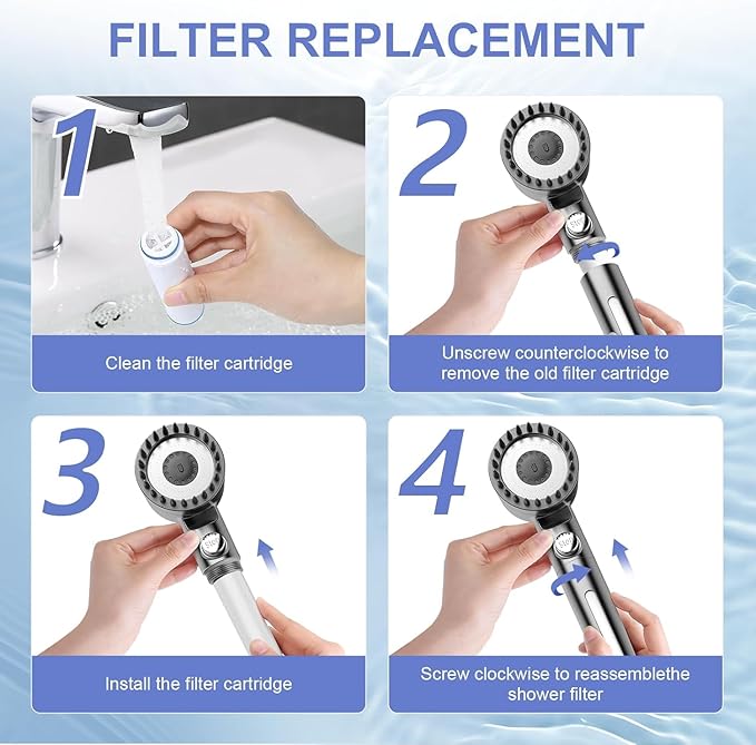 PWERAN 6 Pack Shower Filter for Handheld Shower Head,15 Stage Replacement Filters for Hard Water Remove Chlorine,Water Softener Filters Beads for Harmful Substances