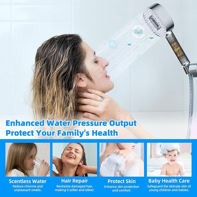 Hibbent 1 Pack Replacement Shower Filters Fit Hibbent 10-spray Handheld Shower Head, 20 Stage Showerhead Filter for Hard Water, High Output Shower Filter