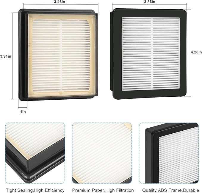 107315 HEPA Vacuum Filter Replacement Proteam Vacuum Parts,Proteam Super Coach Pro6, Super Coach Pro 10,GoFree Flex Pro, and ProVac FS 6 FOR ProTeam Vacuum Twin Pack Filter - 4 Pack