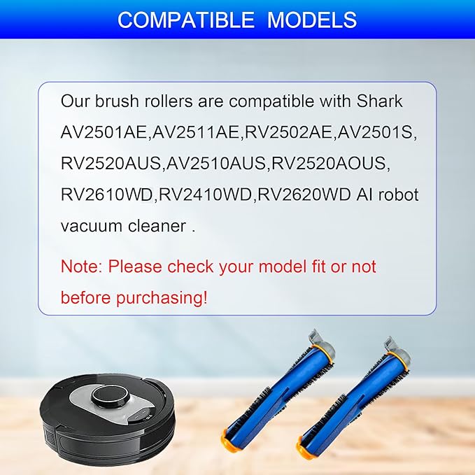 2 Pack AV2501S Brush Roller Replacement Parts Compatible with Shark AV2501AE RV2502AE AV2511AE UR2500SR RV2610WD RV2620WD RV2520AOUS AV2510AOUS AI Robot Vacuum Brush