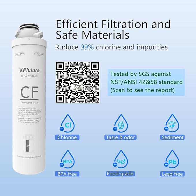 Y7/Y7P/Y7T Series 1-Year Replacement Cartridge Compatible with SimPure Y7, Y7P, Y7T, Y7P-BW, Y7P-W, Y7T-BW-A, Y7T-BW-C, Y7T-A, Y7T-C Series Water Filter, Pack of 4 Filters (2*CF, 2*RO)