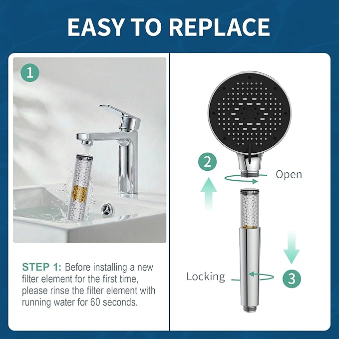 Shower Filter Only for SR SUN RISE Handheld Shower Head, 2-Pack Replacement Filters for Hard Water, NSF Certified 99% Chlorine Removal - Reduces Dry Itchy Skin