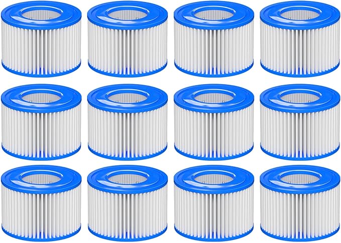 Type Ⅵ Hot Tub Spa Filter Replacement Compatible with Lay-Z-Spa, Coleman SaluSpa 90352E 58323, Inflatable Hot Tub, Swimming Pool Pump Filter Type Ⅵ Cartridge, 12 Pack